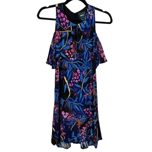 Anthropologie Maeve Elia Cold Shoulder Floral Knee High Dress Size 00 - Picture 2 of 13